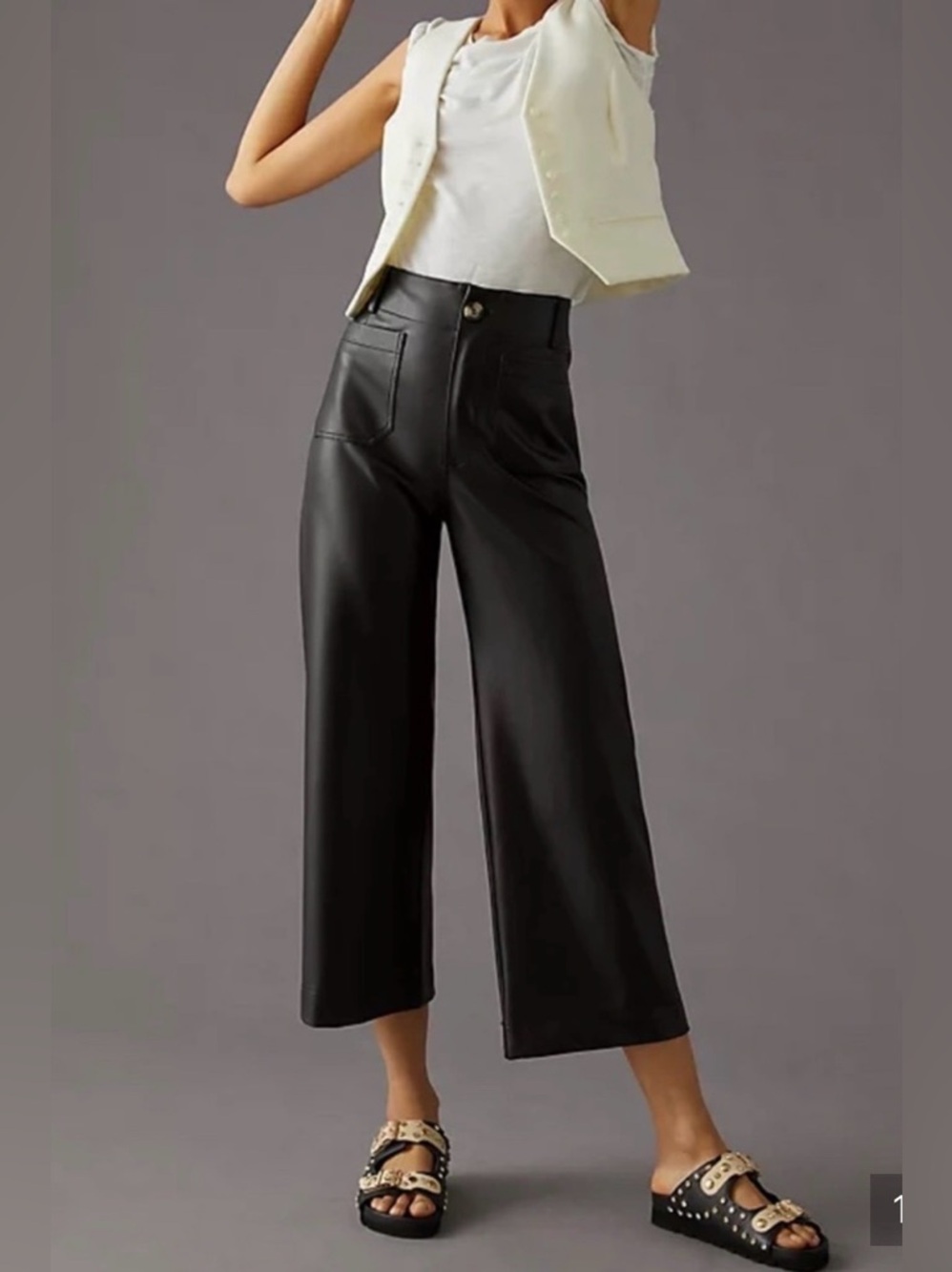 Maeve The Colette Cropped Vegan Leather Trousers